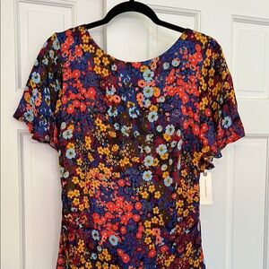 Anthropologie Floral Mini Dress - Red, Blue, Yellow